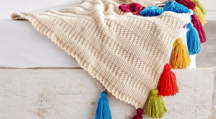 Image of A Chic Crochet Tasseled Throw thumbnail
