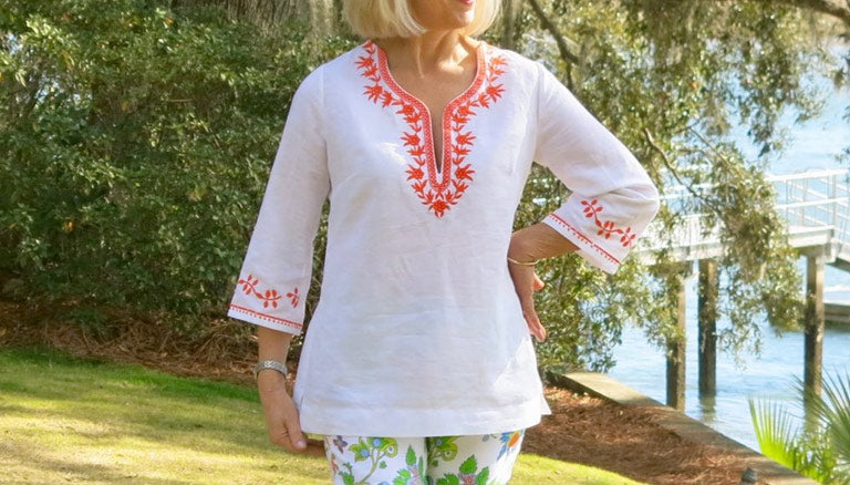 Image of The Tango Tunic with Embroidered Neckline thumbnail