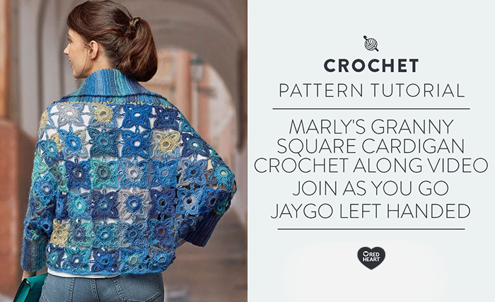 Image of Marly's Granny Square Cardigan Crochet Along Video Join As You Go (JAYGO Left Handed) thumbnail