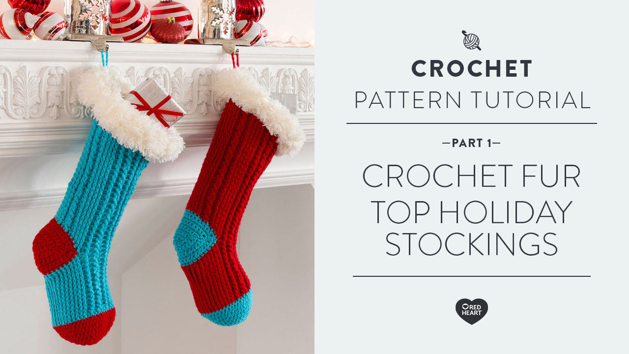Image of Crochet Fur Top Holiday Stockings Part 1 of 2 thumbnail