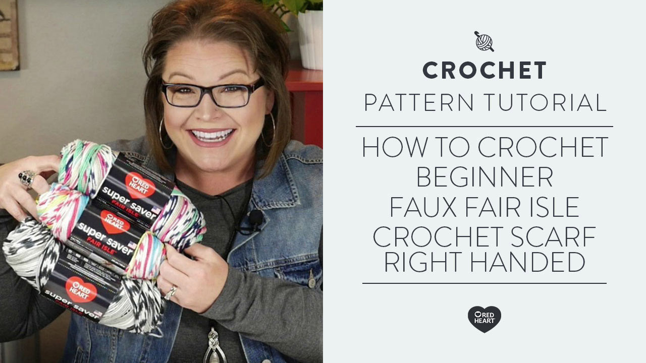 Image of How to Crochet Beginner Faux Fair Isle Crochet Scarf [right handed] thumbnail