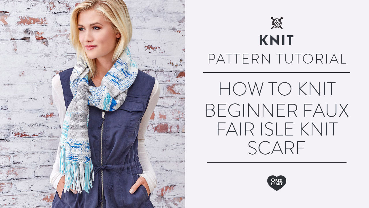 Image of How to Knit Beginner Faux Fair Isle Knit Scarf thumbnail