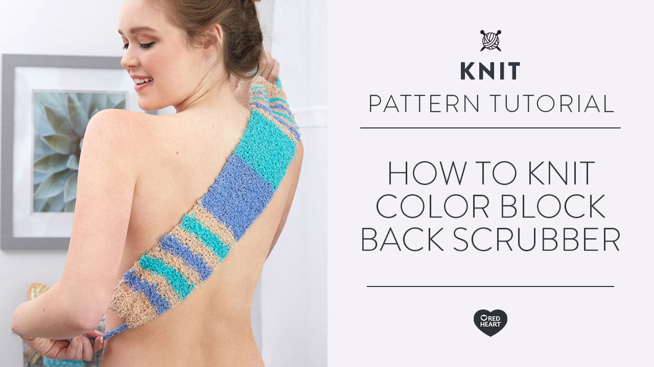 Image of How to Knit Color Block Back Scrubber thumbnail