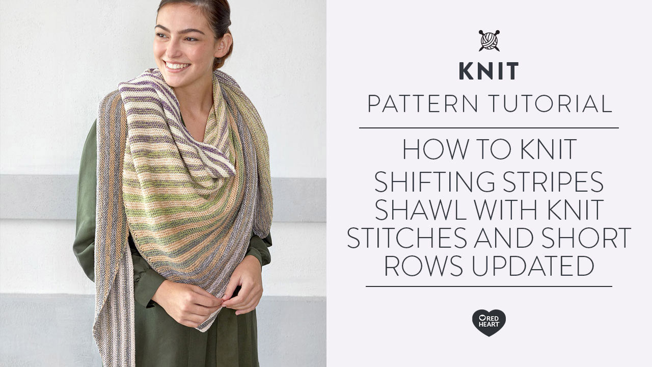 Image of How to Knit Shifting Stripes Shawl with knit stitches and short rows updated thumbnail