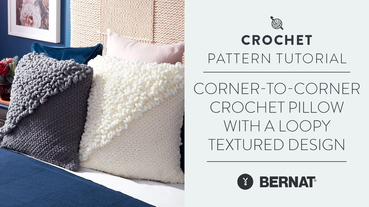 Image of Corner-To-Corner Crochet Pillow With A Loopy Textured Design thumbnail