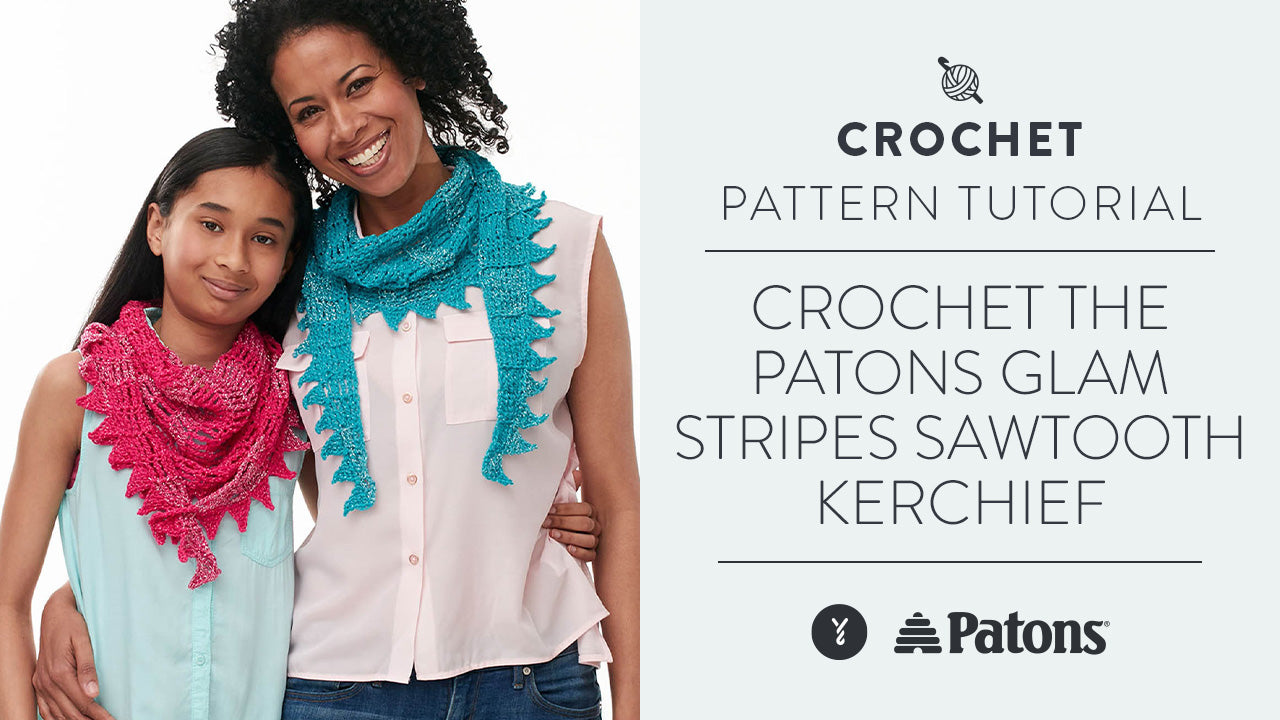 Image of Crochet the Patons Glam Stripes Sawtooth Kerchief thumbnail