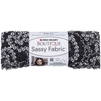 Red Heart Boutique Sassy Fabric Yarn - Clearance shades Skullprint