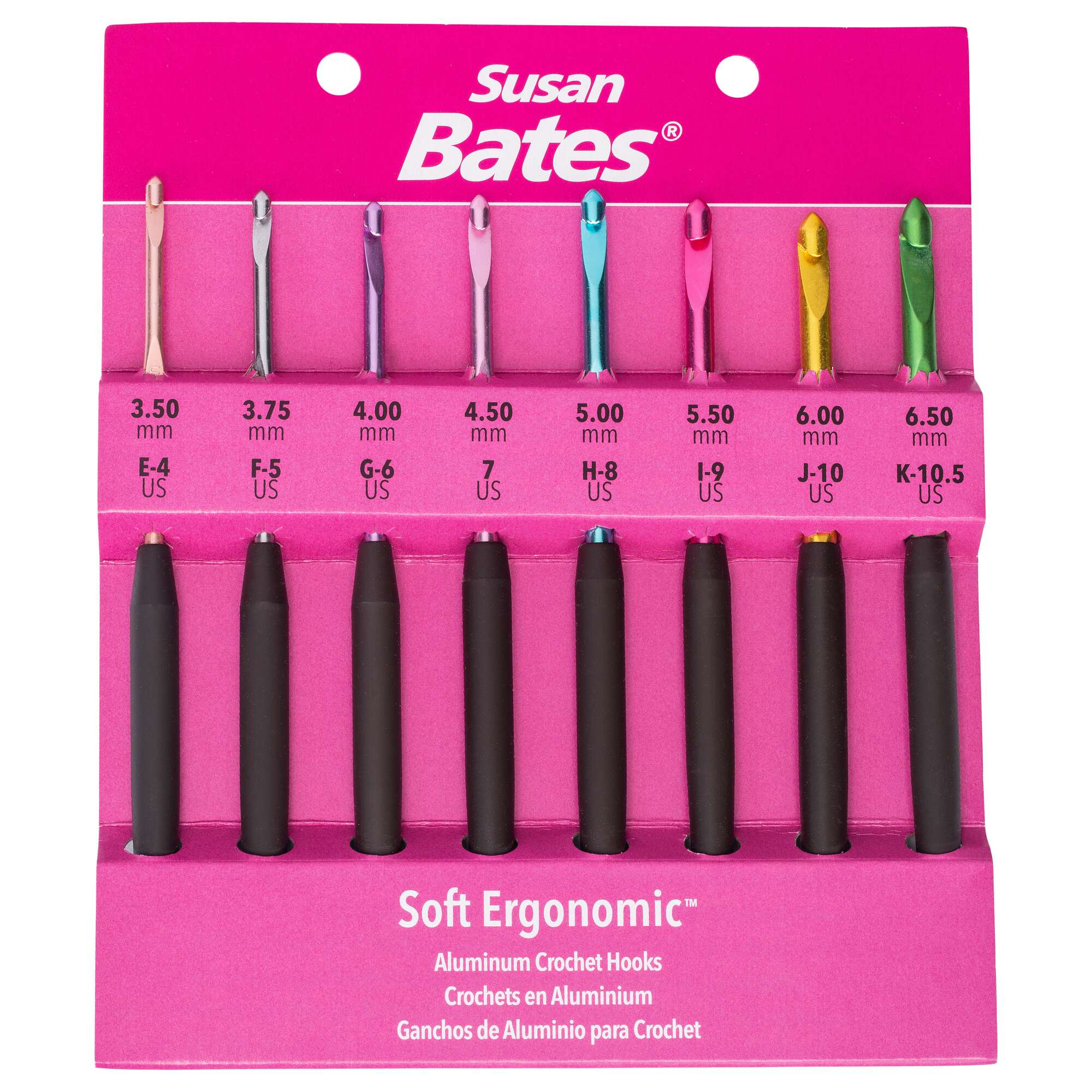 Susan Bates Soft Ergonomic Crochet Hook Set Sizes E, F, G, 7, H, I, J