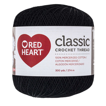 Red Heart Classic Crochet Thread Size 10 - Clearance shades Black