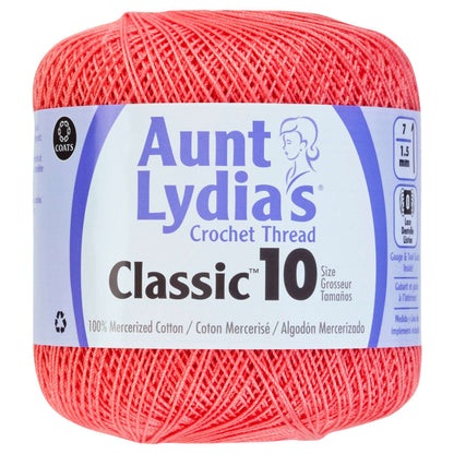 Aunt Lydia's Classic Crochet Thread Size 10 - Clearance shades Coral