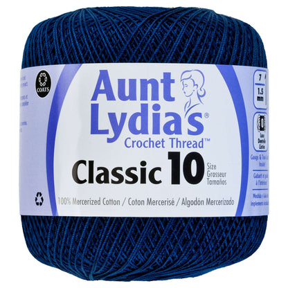 Aunt Lydia's Classic Crochet Thread Size 10 - Clearance shades Navy