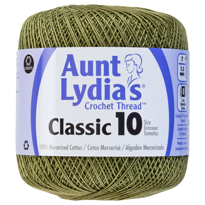 Aunt Lydia's Classic Crochet Thread Size 10 - Clearance shades Olive