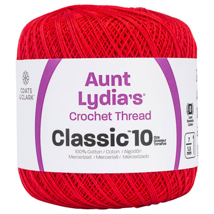 Aunt Lydia's Classic Crochet Thread Size 10 - Clearance shades Atom Red