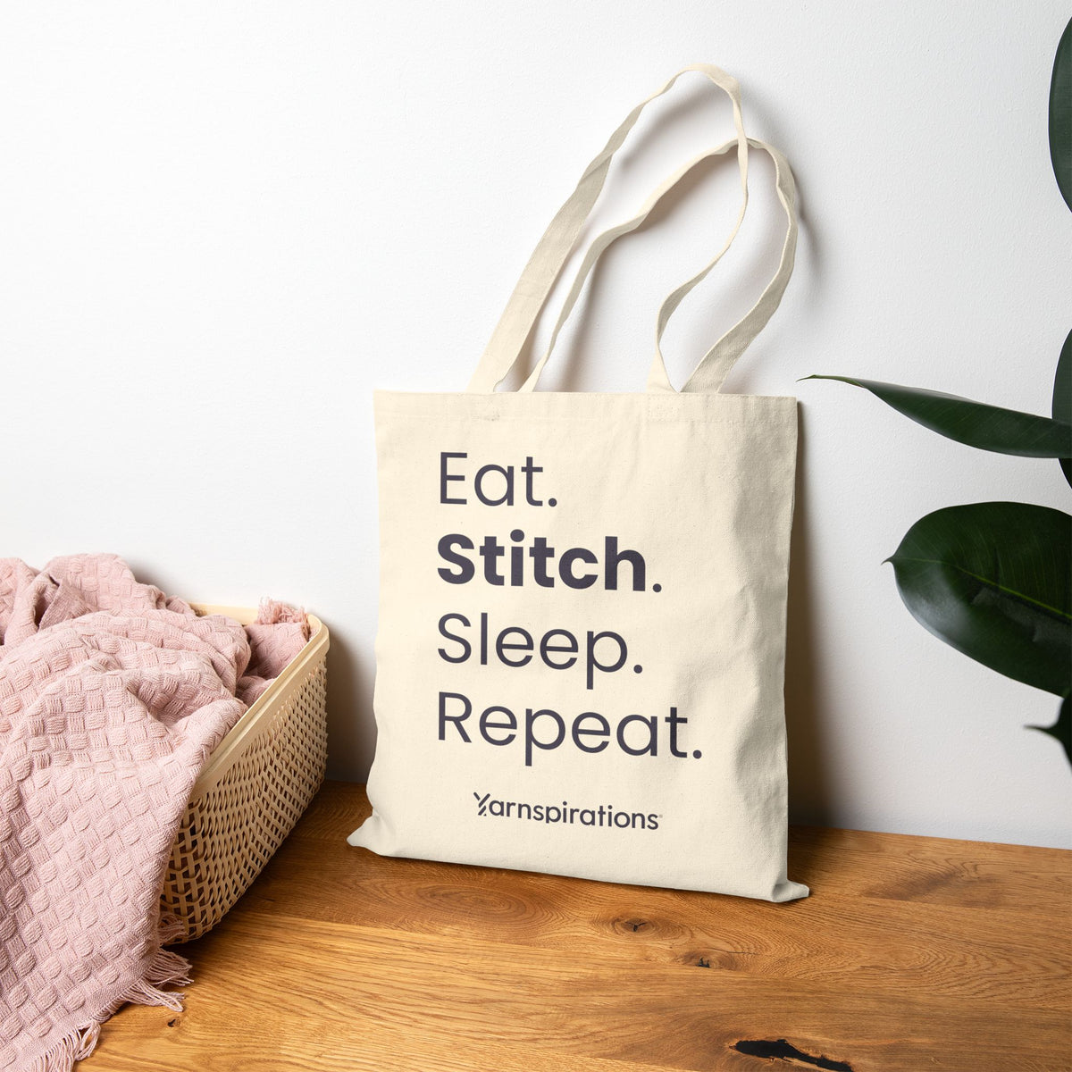 Eat. Stitch. Sleep. Repeat. Canvas Tote Bag
