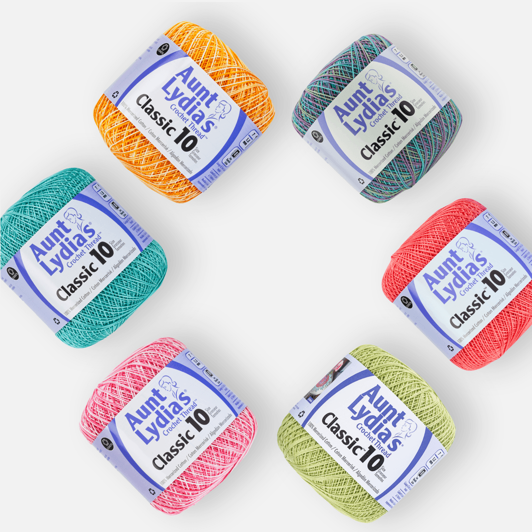 Aunt Lydia's brand's threads on a white background.