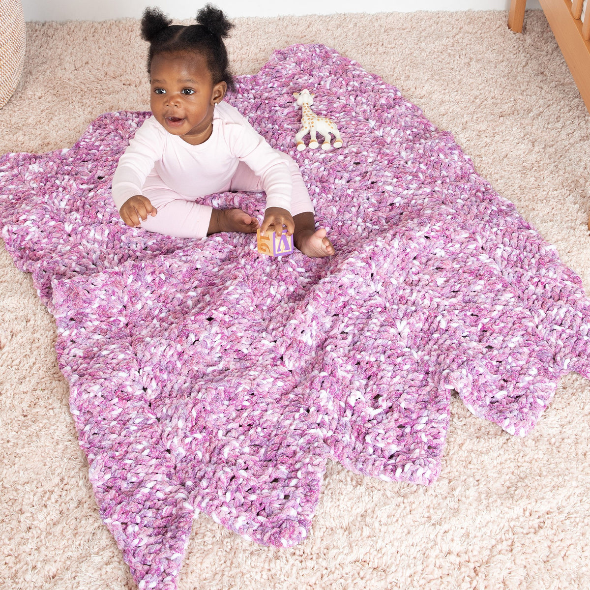 Crochet Blanket made in Bernat Baby Blanket Yarn