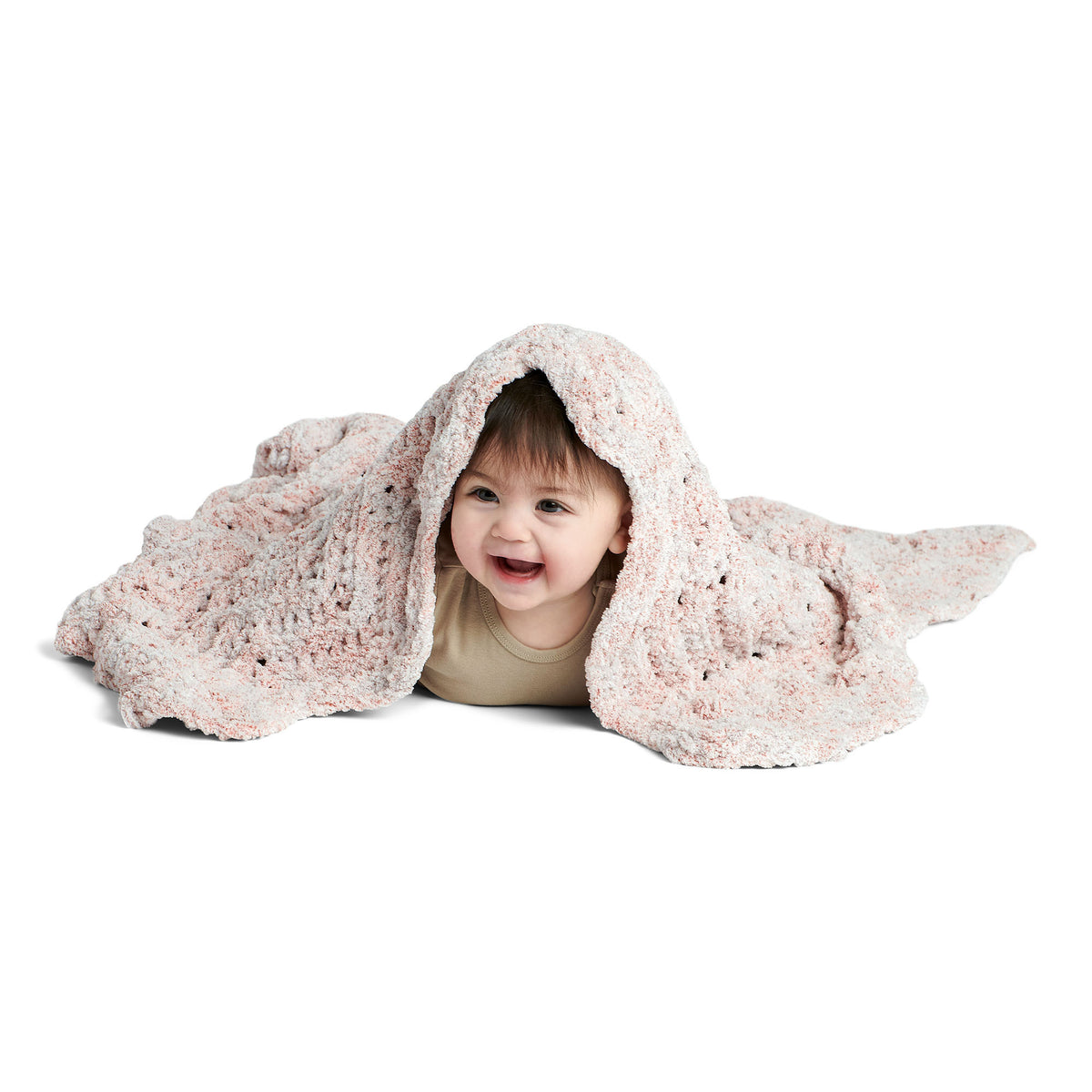 Cozy Rosie, Crochet Blanket made in Bernat Baby Blanket Frosting Yarn