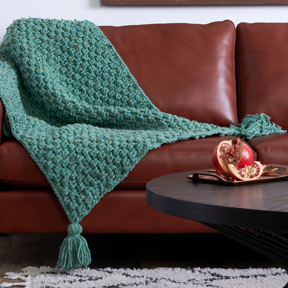 Crochet Blanket made in Bernat Forever Fleece Tweeds Yarn
