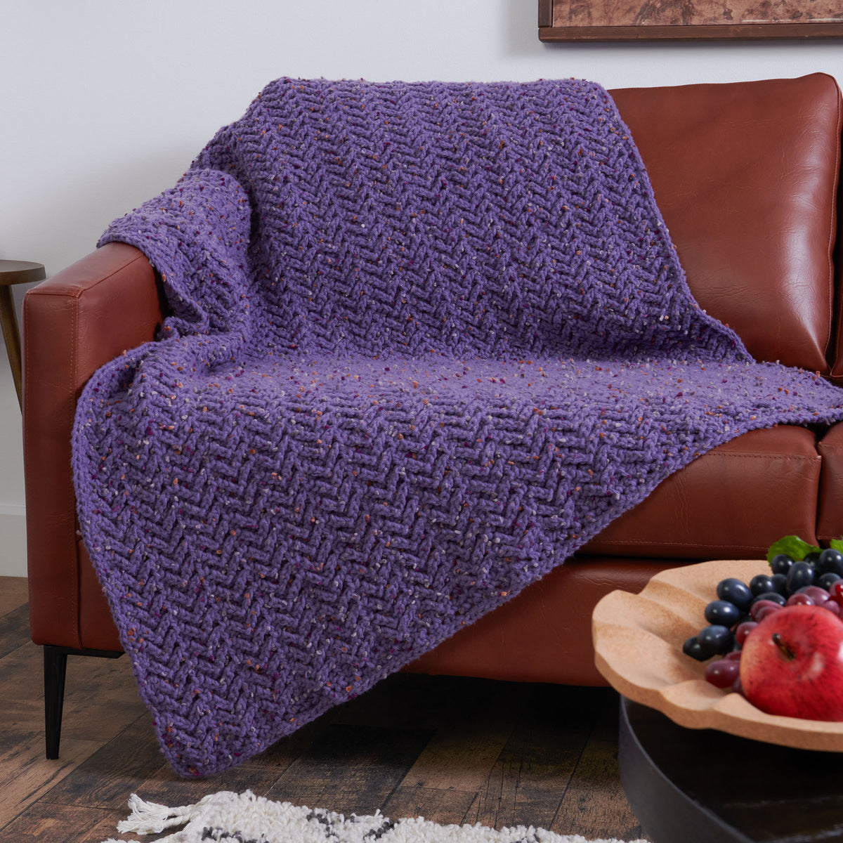 Crochet Blanket made in Bernat Forever Fleece Tweeds Yarn