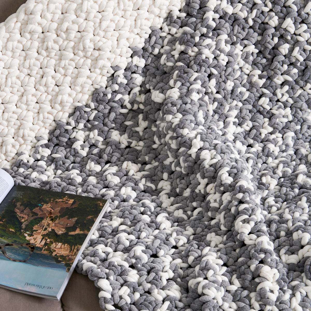 Crochet Blanket made in Bernat Plush Big Yarn