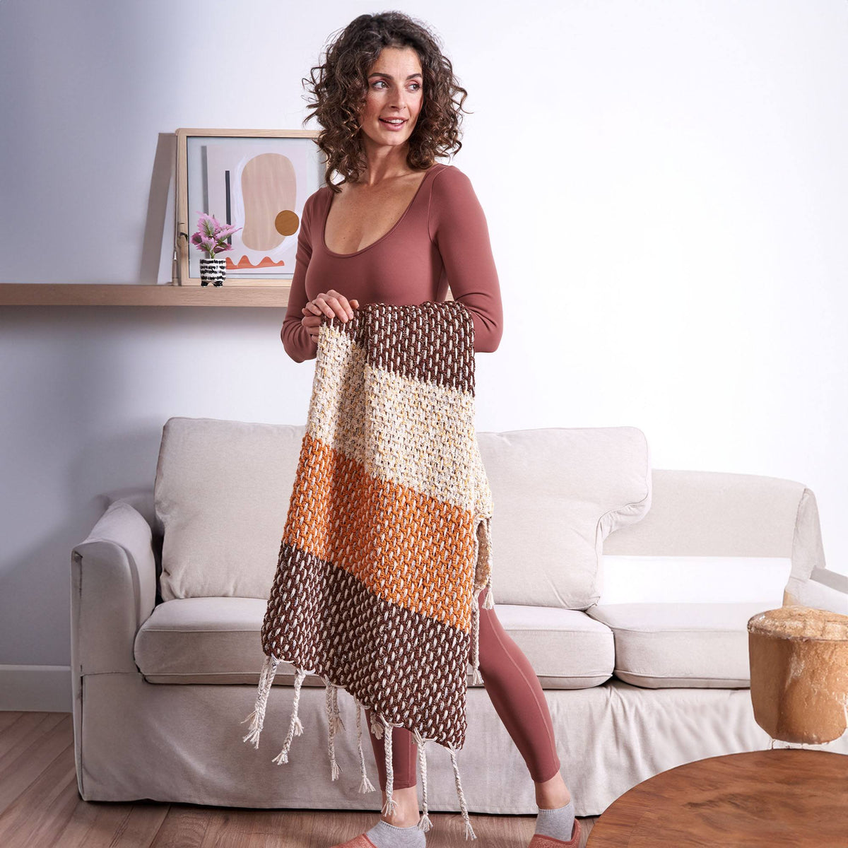 Crochet LookThrow made in Bernat Lattice Yarn