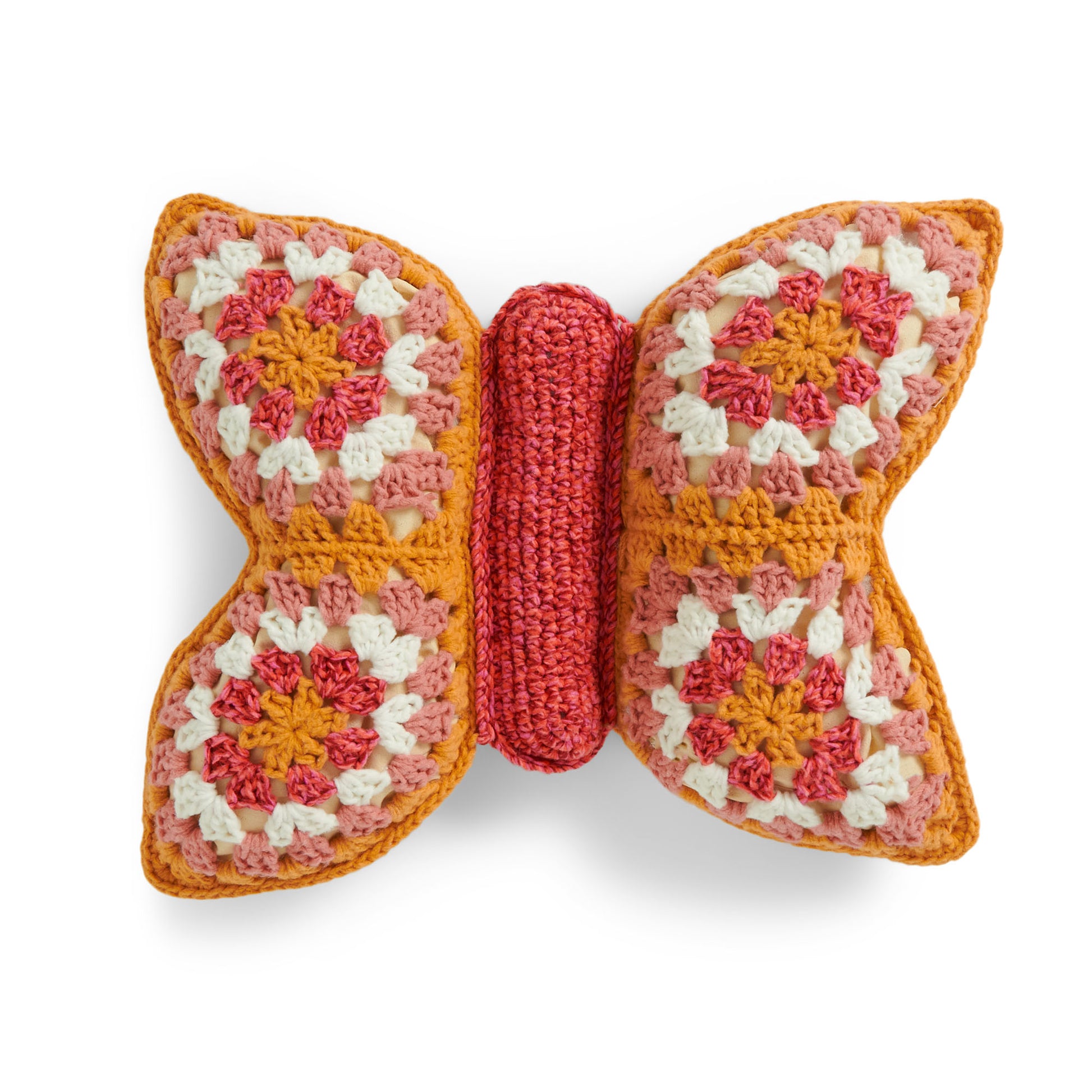 Free Bernat Crochet Granny Butterfly Pillow Pattern