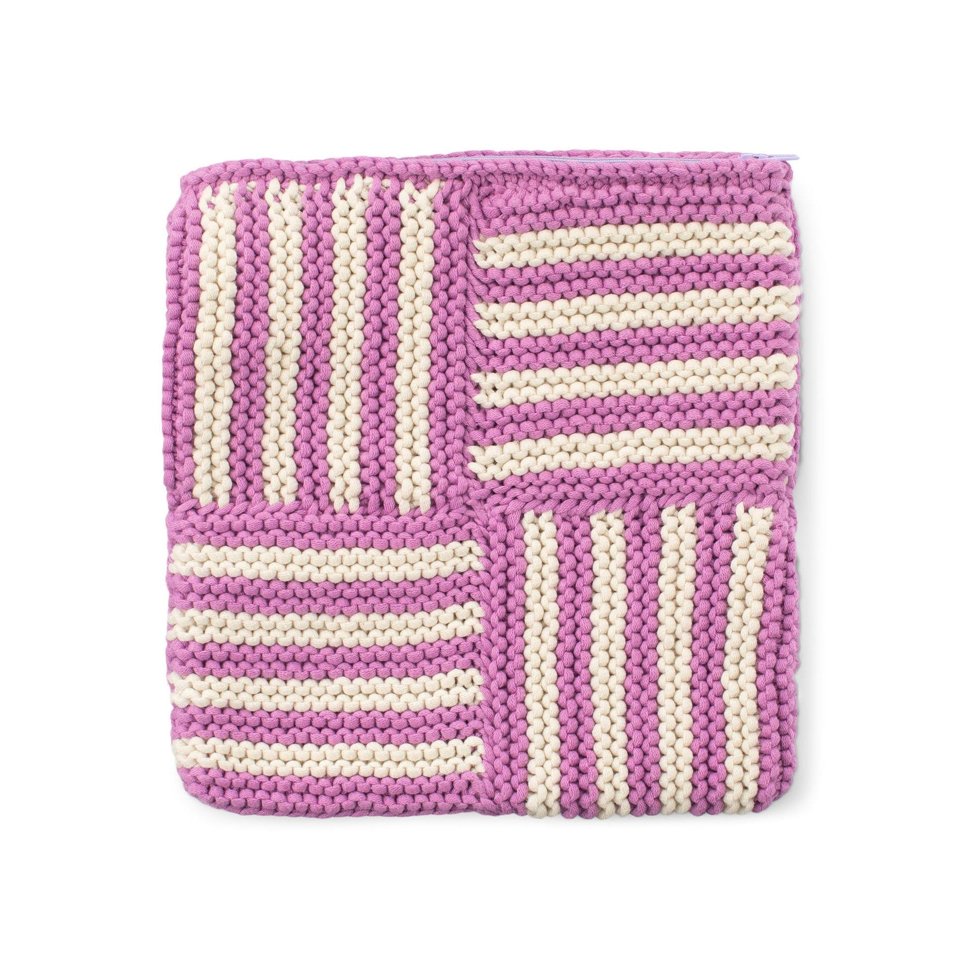Free Bernat Knit Take a Turn Zippered Pouch Pattern