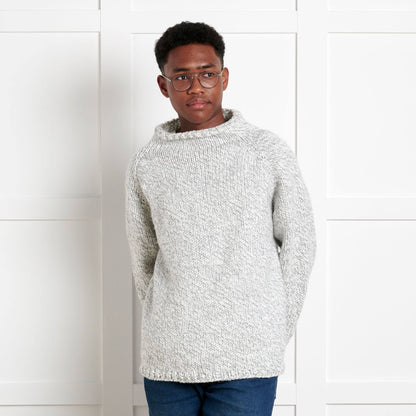 Bernat Take It From The Top Knit Pullover Grey Ragg