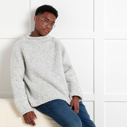 Bernat Take It From The Top Knit Pullover Gray Ragg