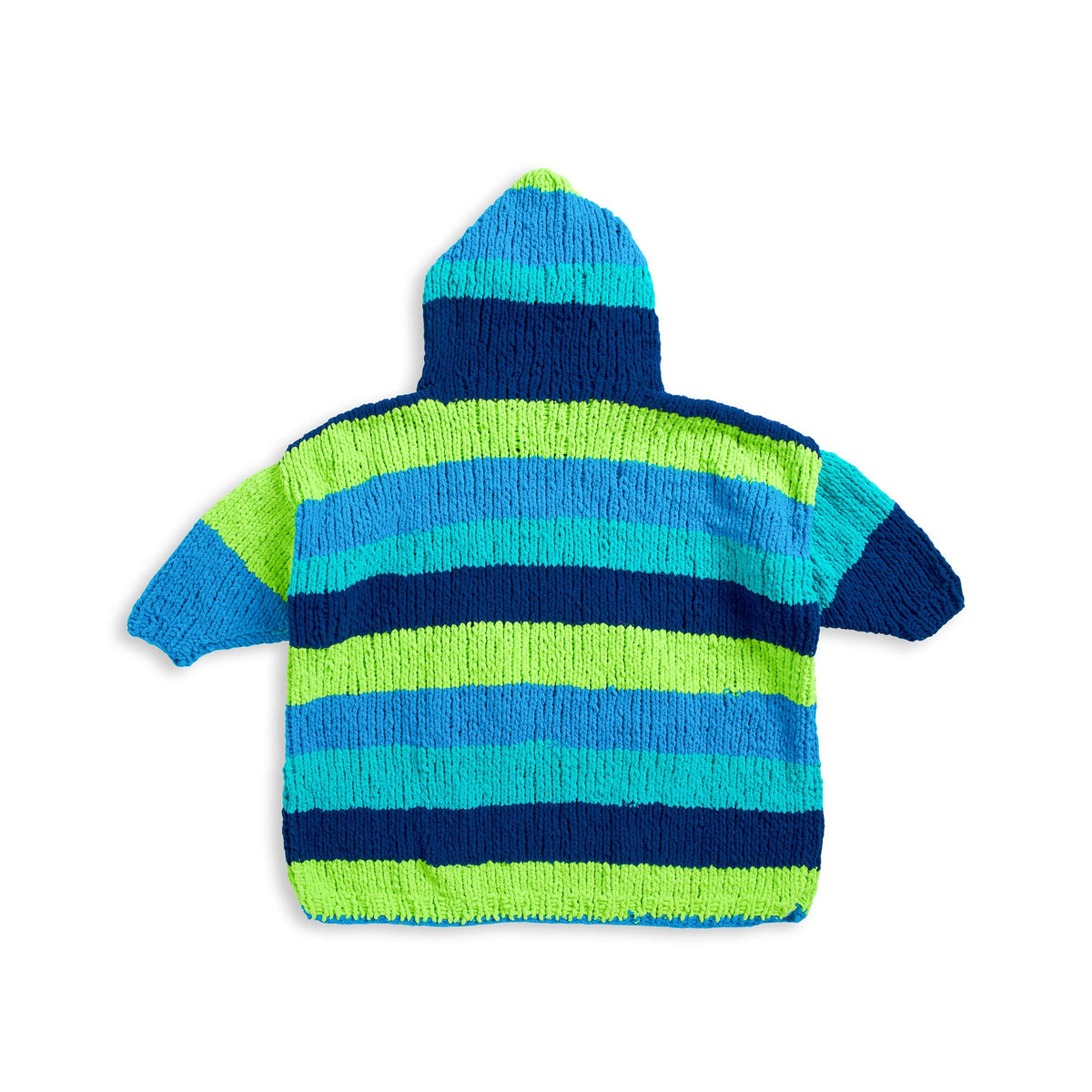 Knit Blanket Hoodie made in Bernat Blanket Stripes Yarn