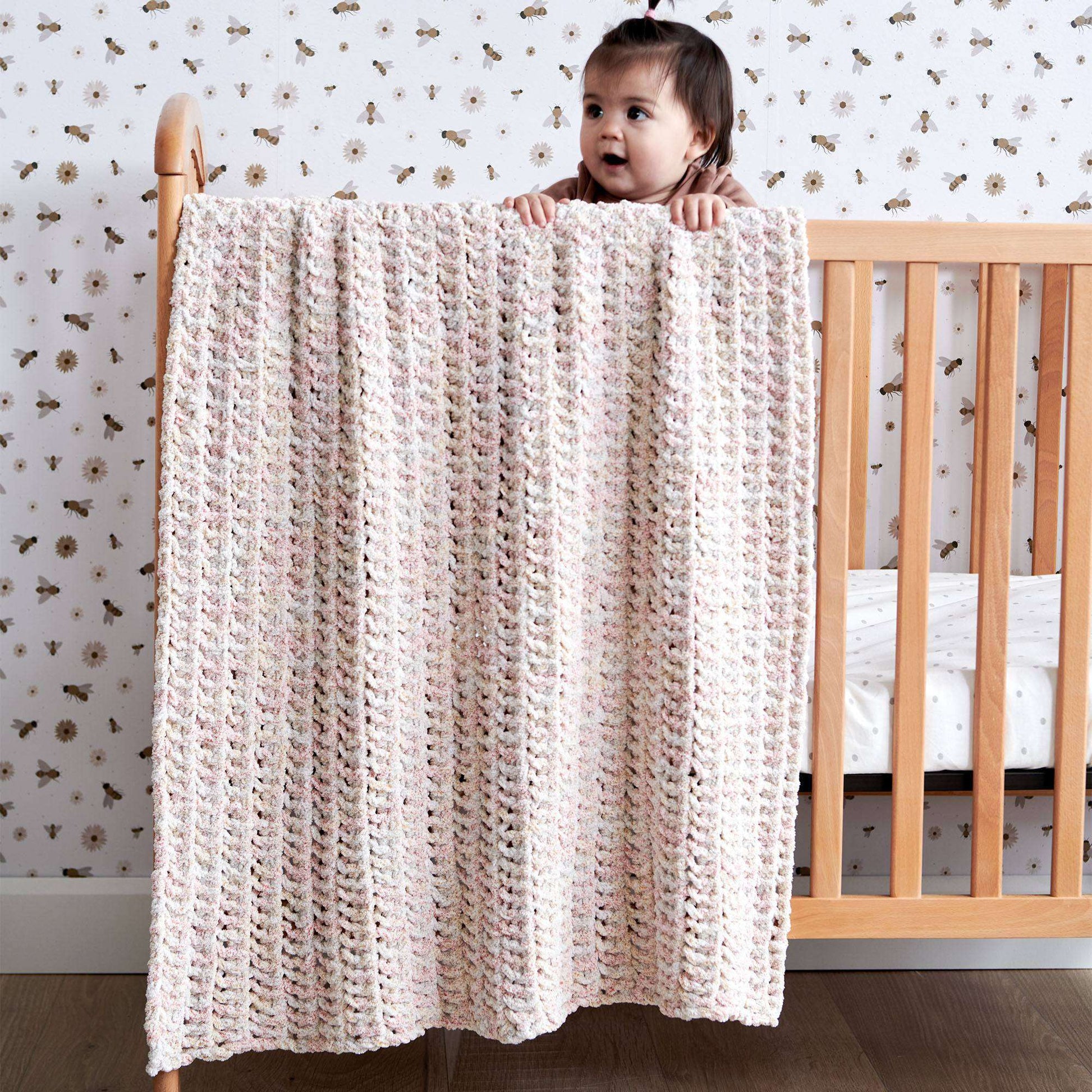 Free Bernat Knit Easiest Eyelet Baby Blanket Pattern