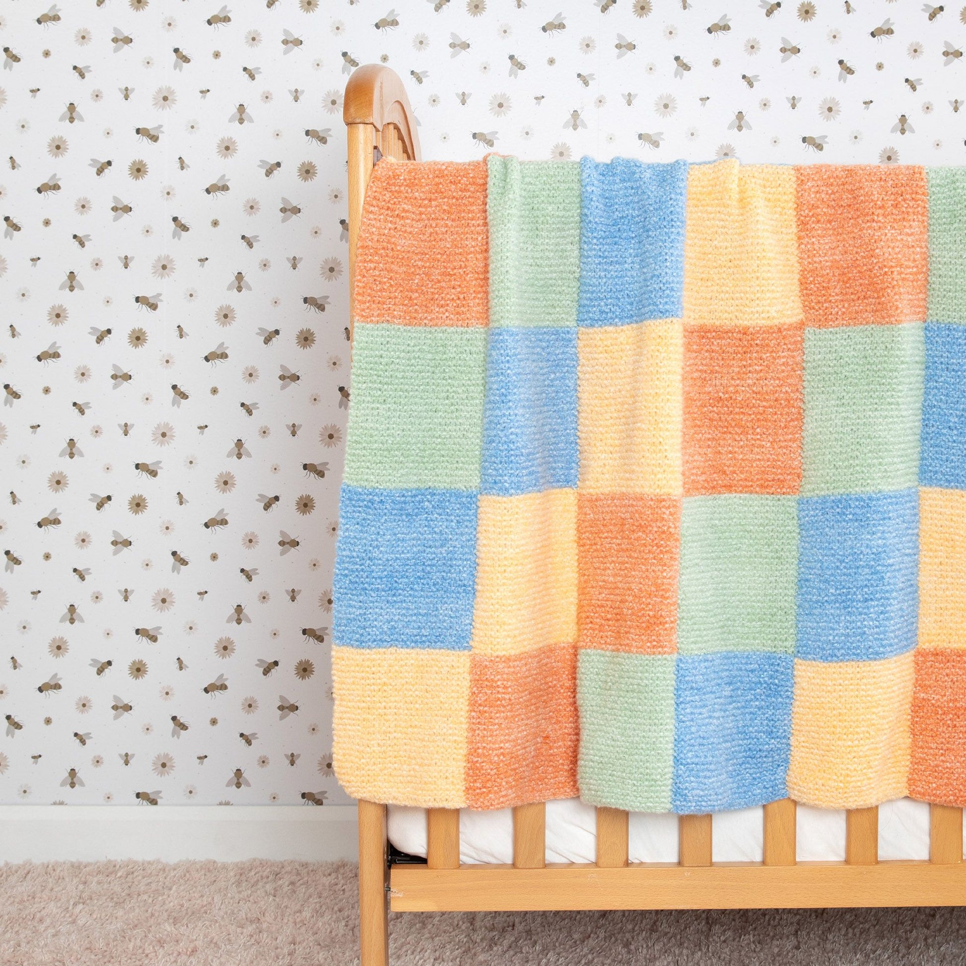 Free Bernat Checker Knit Baby Blanket Pattern