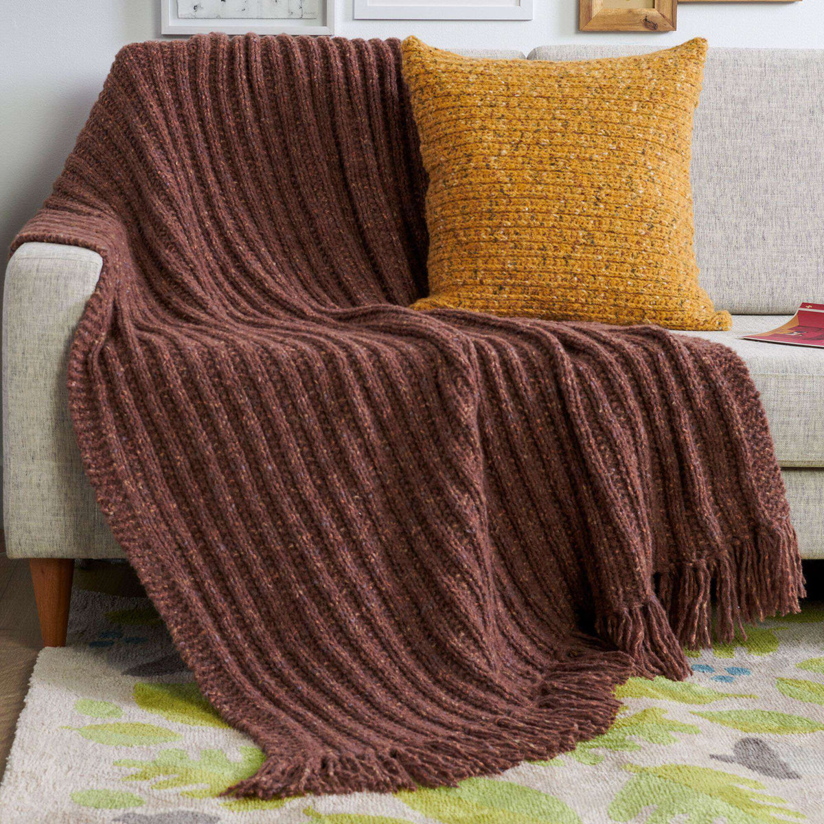 Knit Blanket made in Bernat Felted Yarn