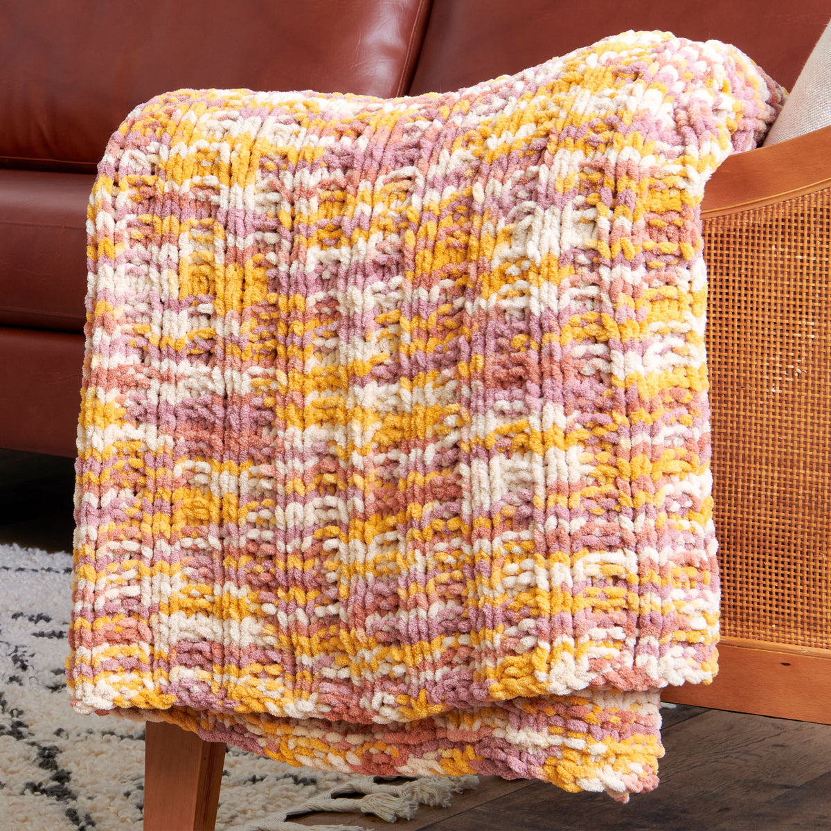 Knit Blanket made in Bernat Blanket Yarn