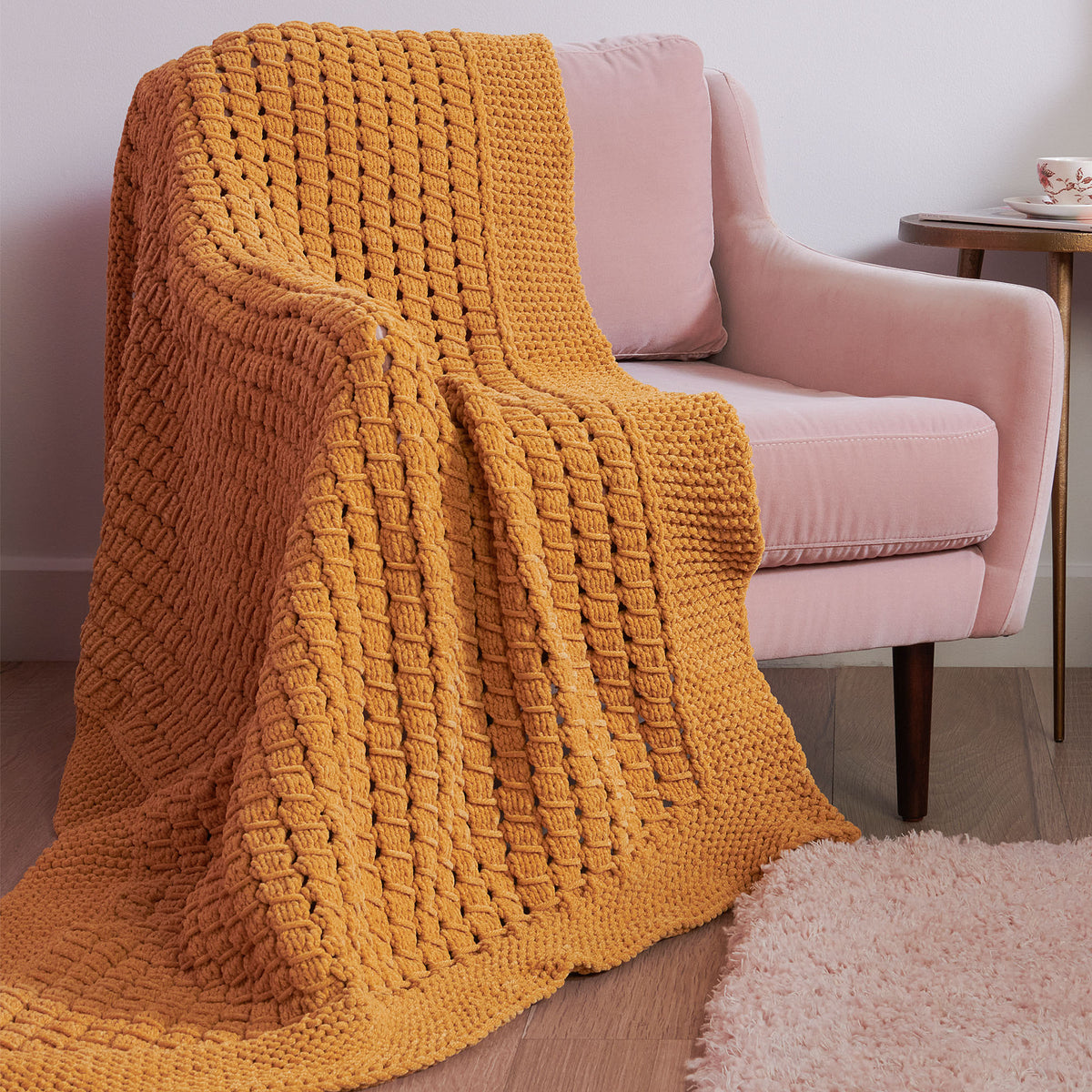 Knit Blanket made in Bernat Plush Yarn