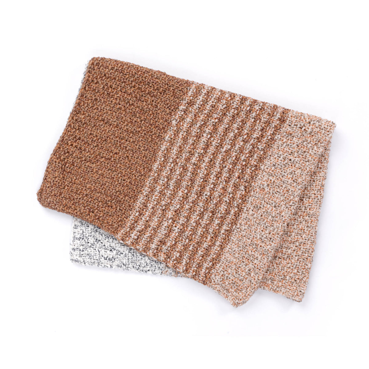 Shifting Sands Knit Blanket made using Bernat yarn