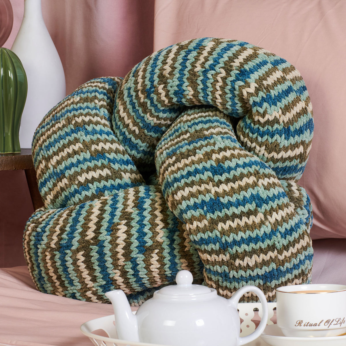 Knit Pillow made in Bernat Plush Yarn