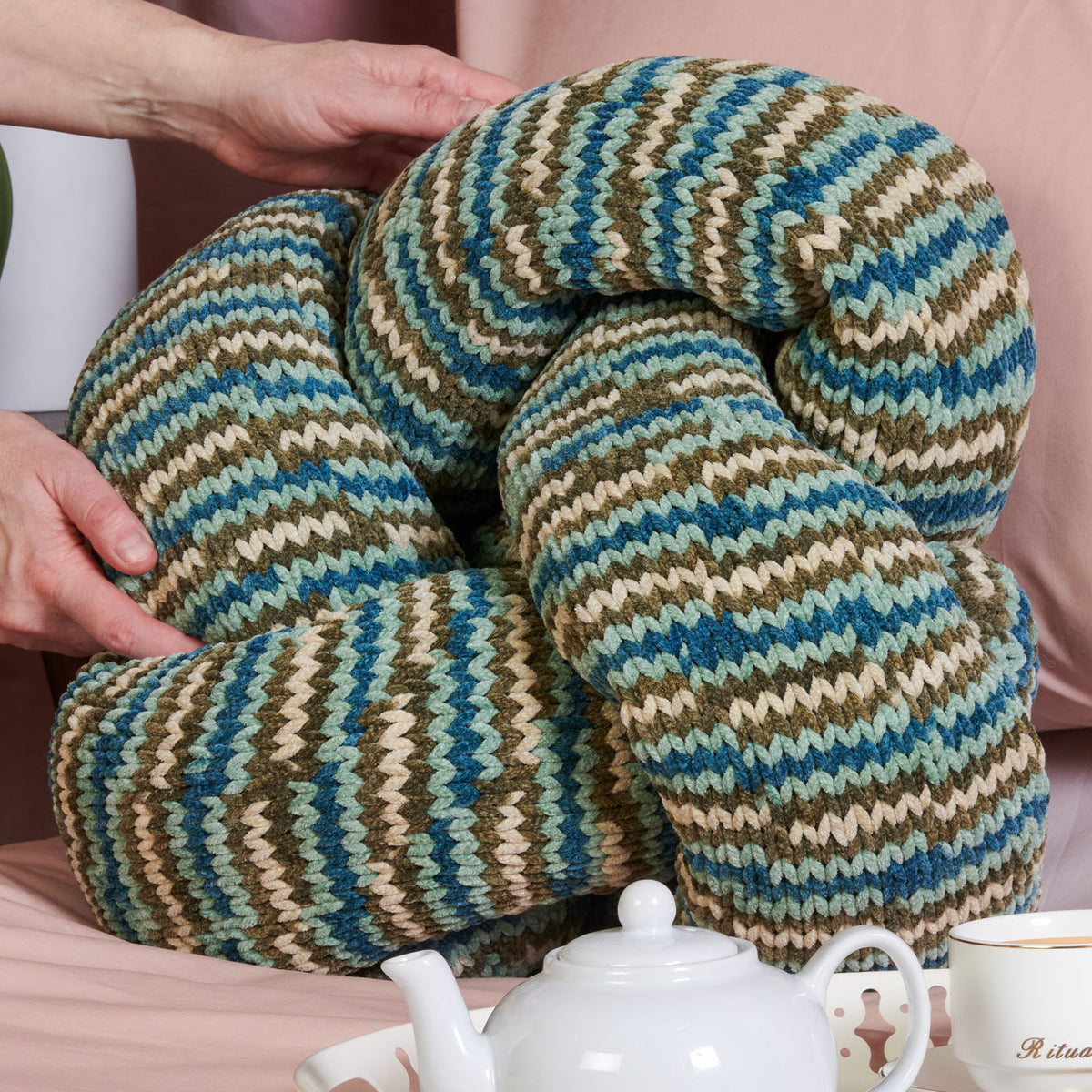 Knit Pillow made in Bernat Plush Yarn