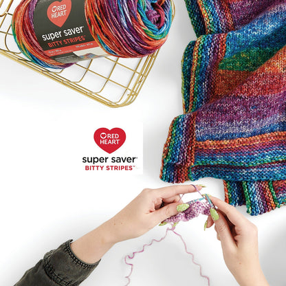 Red Heart Super Saver Bitty Stripes Yarn - Discontinued shades All Variants