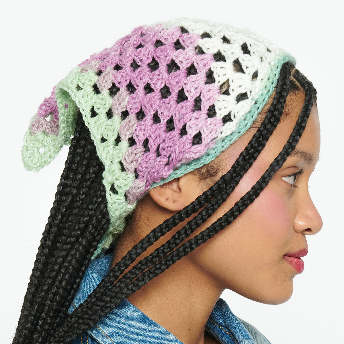 Crochet Bandana made in Caron Skinny Cakes Yarn