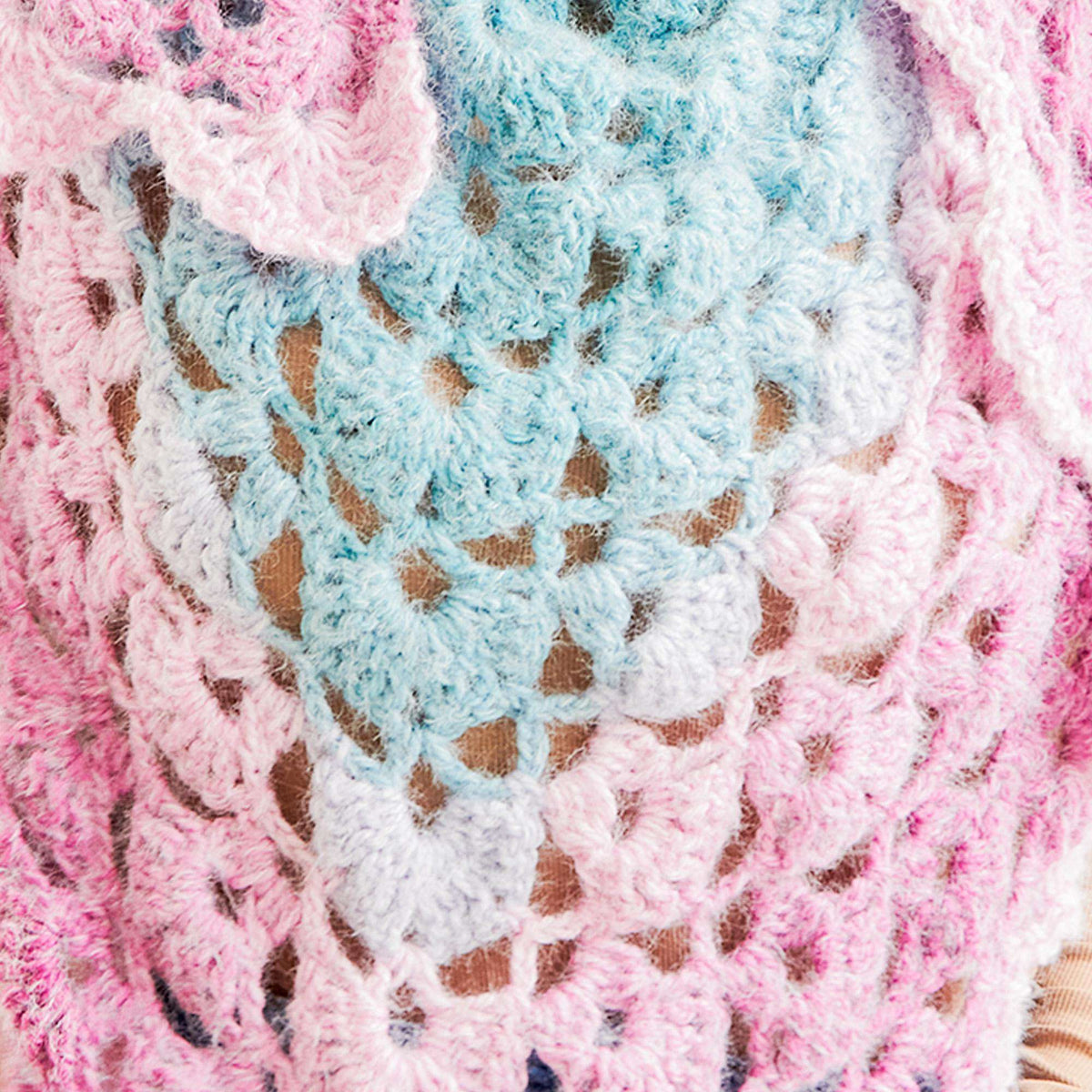 Crochet Shawl made in Caron Colorama Halo Perfect Phasing Yarn
