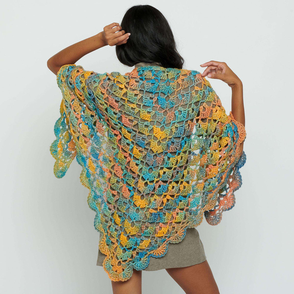 Crochet Shawl made in Caron Blossom Cakes Yarn