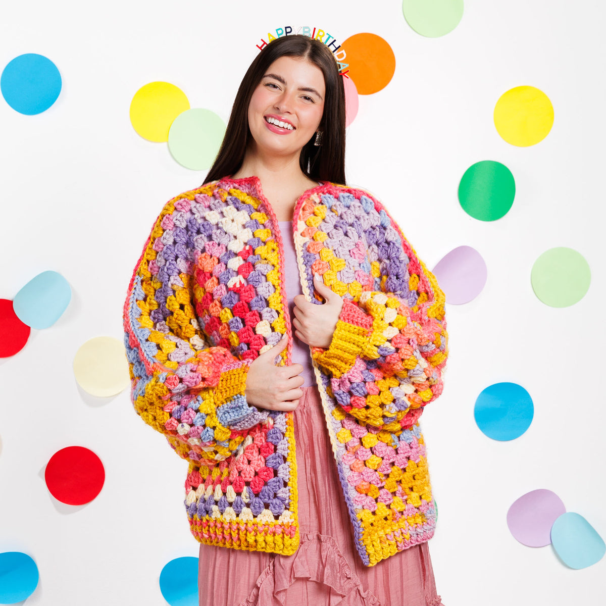 Crochet Hexi-Cardigan made using Caron yarn