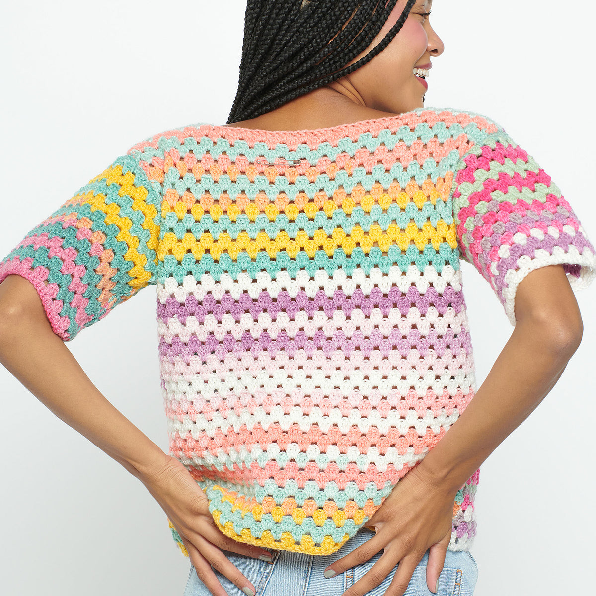 Crochet Top made in Caron Skinny Cakes Yarn
