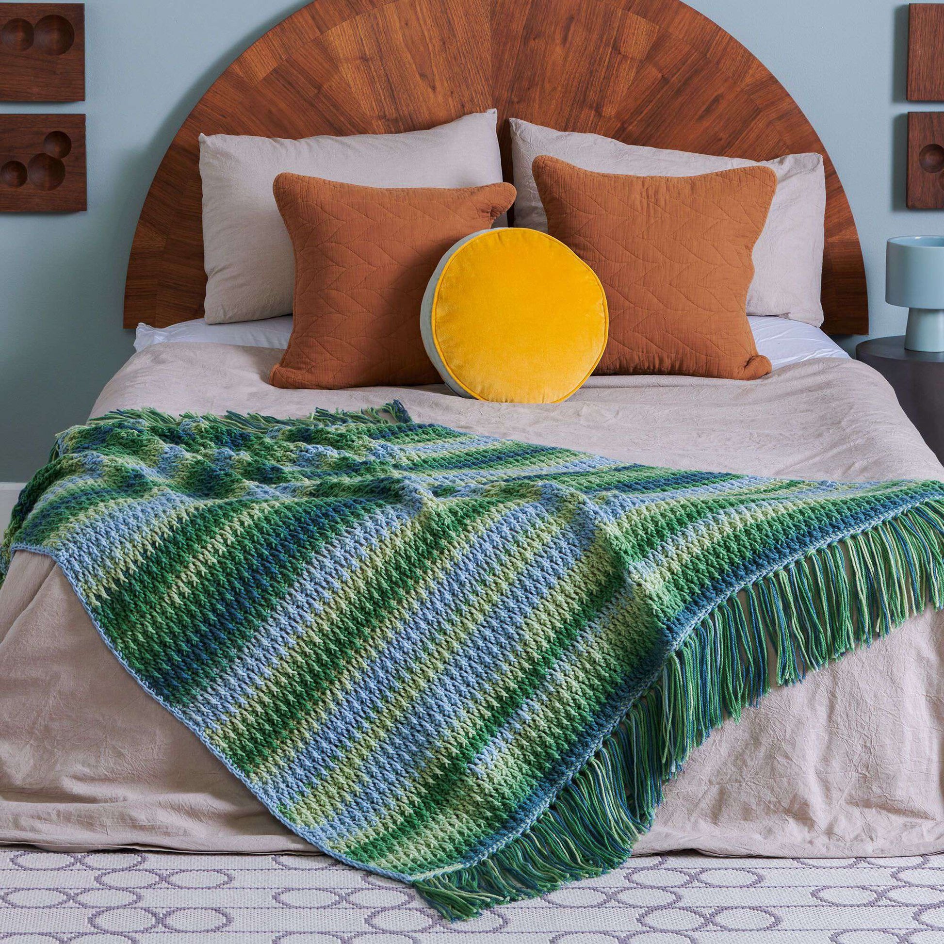 Free Caron Crochet Alpine Stitch Blanket Pattern
