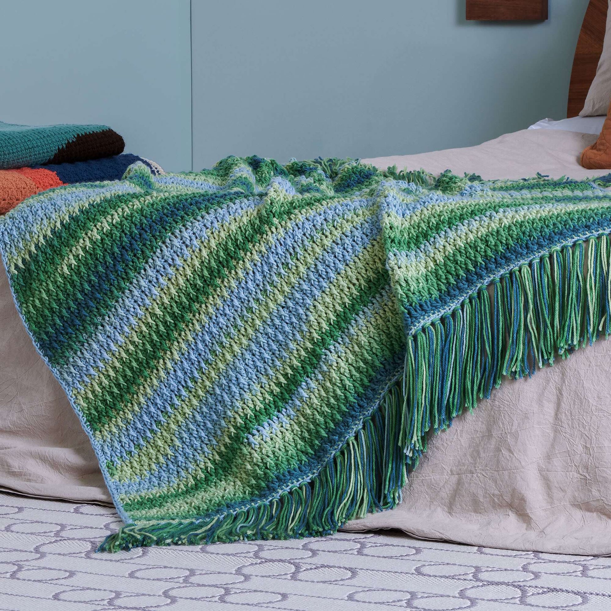 Free Caron Crochet Alpine Stitch Blanket Pattern