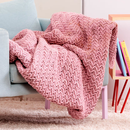 Caron Crochet Texture Boost Blanket Crochet Blanket made in Caron Jumbo Twirl Yarn
