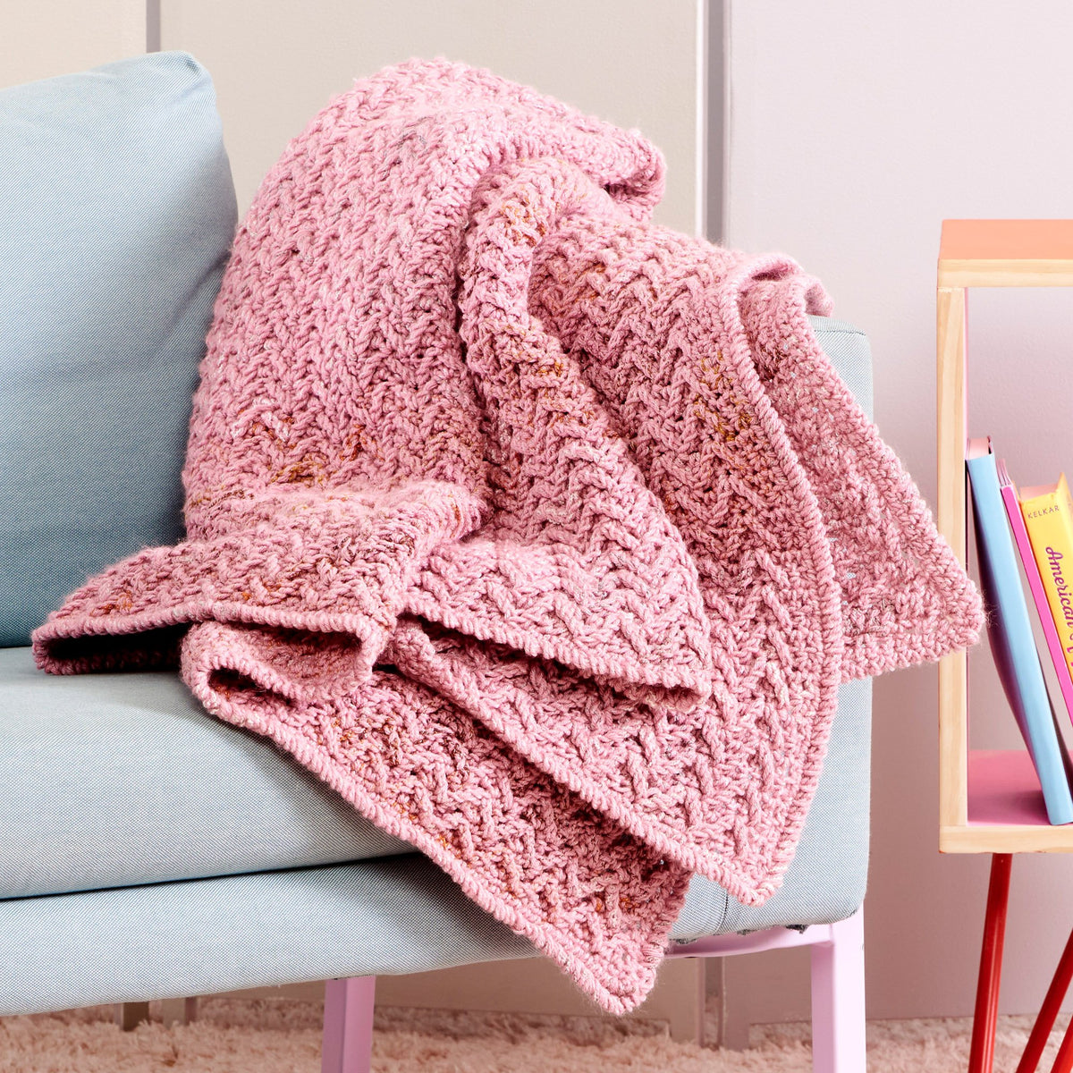 Crochet Blanket made in Caron Jumbo Twirl Yarn