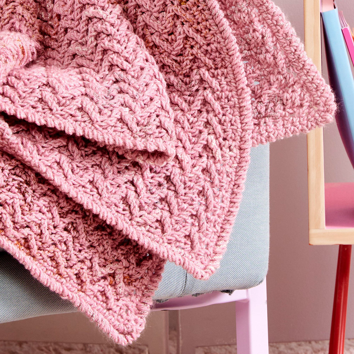 Crochet Blanket made in Caron Jumbo Twirl Yarn