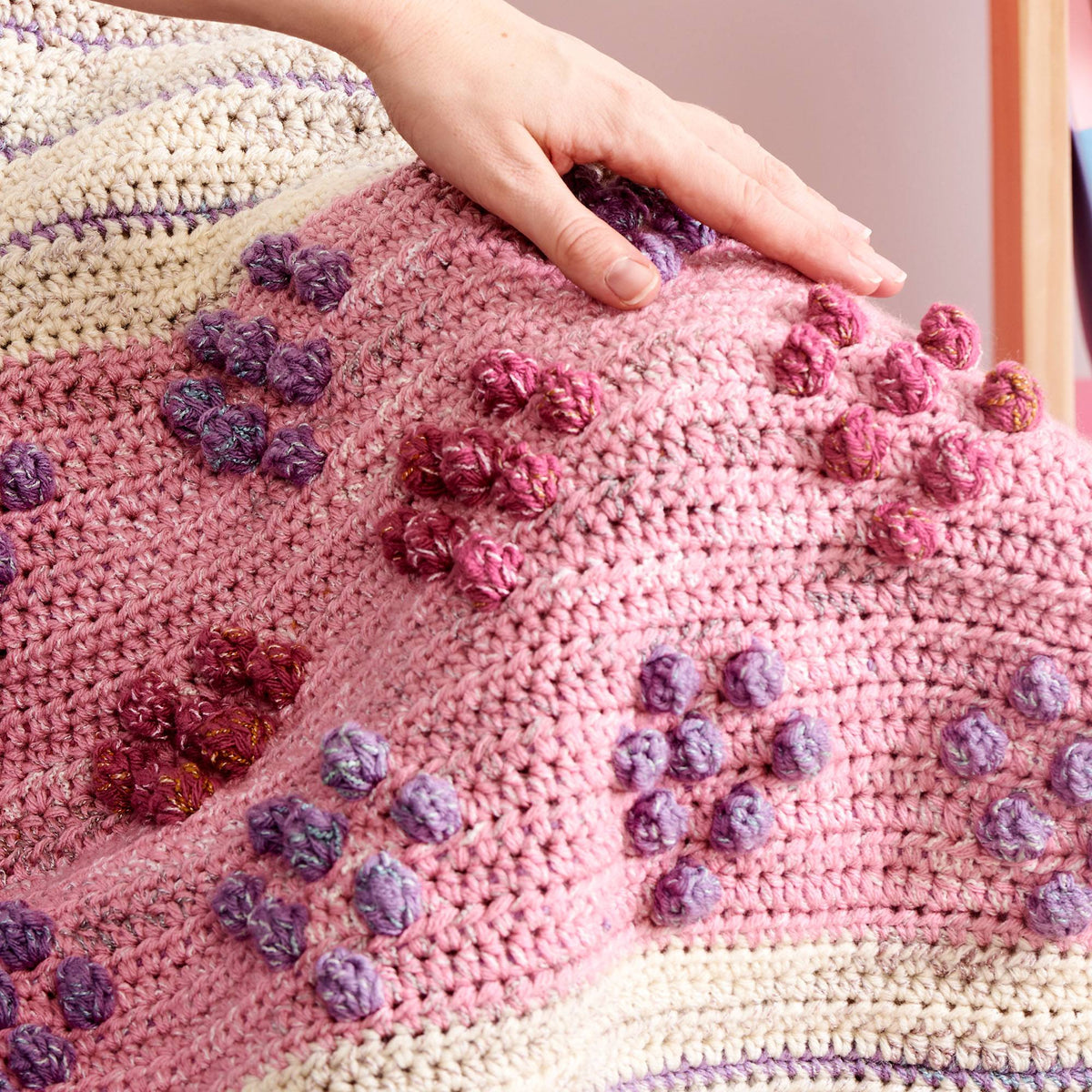 Crochet Blanket made in Caron Jumbo Twirl Yarn